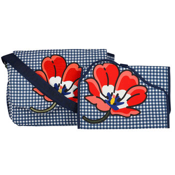 Navy Blue Gingham Changing Bag